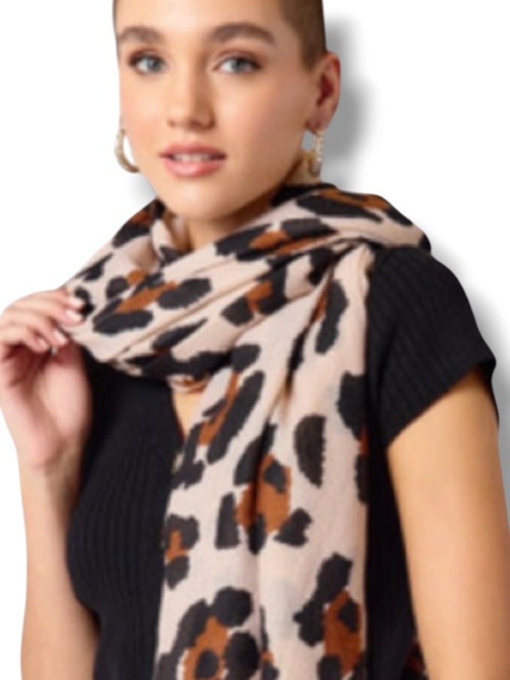 Vince Camuto Women’s Pink Tan Hues Leopard Print Shawl Chiffon Scarf